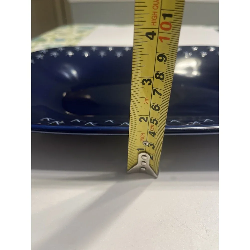 Longaberger Pottery Proudly American Cobalt Blue Stars Platter / Serving Tray